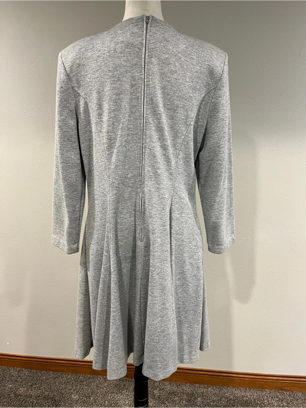 Vintage Gray Long-Sleeve mini Dress size 16 - Picture 6 of 13